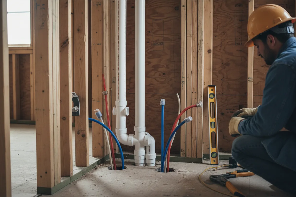 Drain and supply rough-in during Drain Cleaning in West Alexander